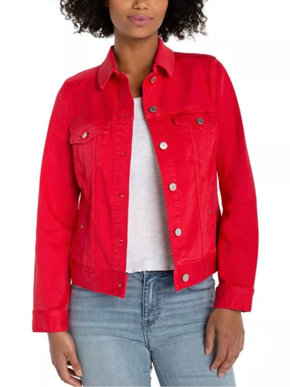 Liverpool Los Angeles NWT Red Denim Jacket. Size 1X. Brand new with tags.